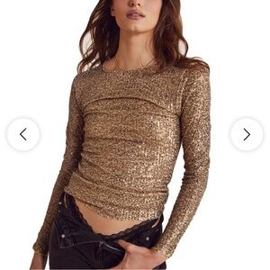 FREE PEOPLE Intimately Free size L  Gold Rush Sequine Top